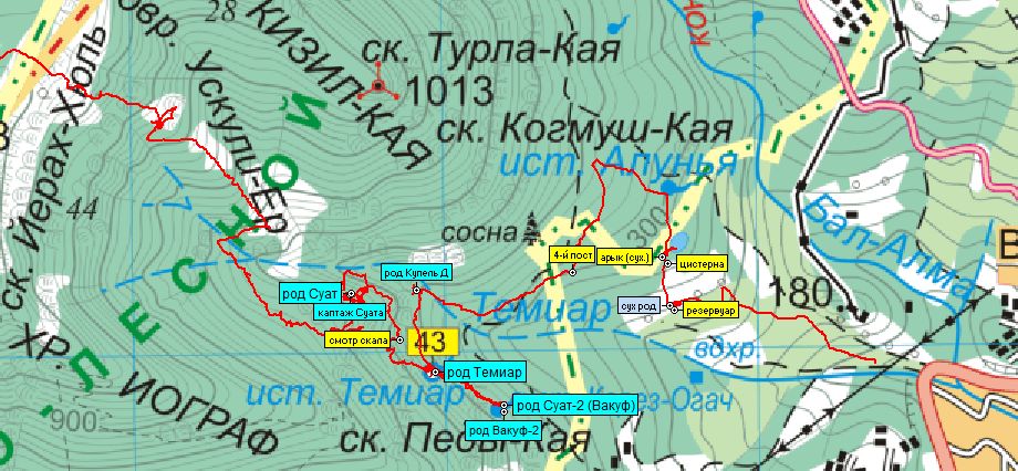 фрагмент карты НПО Союзкарта, использующей топонимию Белянского