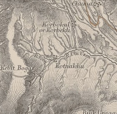 Kotnakhu на картах  Джона Эрроусмита 1854 и 1877 гг.