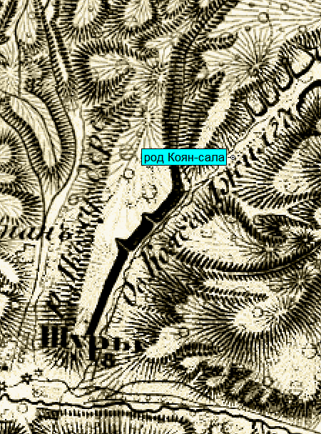 карта Шуберта с ''Ов. Коясъ-джилга'', добавлена точка родника