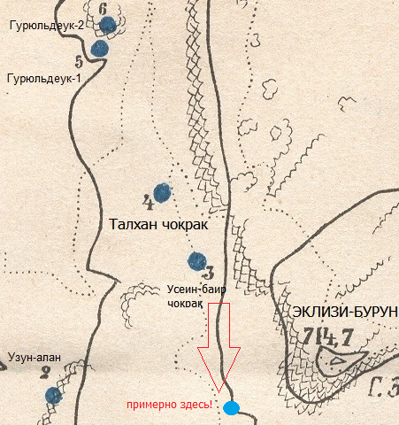 №3 Усеин-баин чокрак на карте Головкинского показан очень не точно !!!