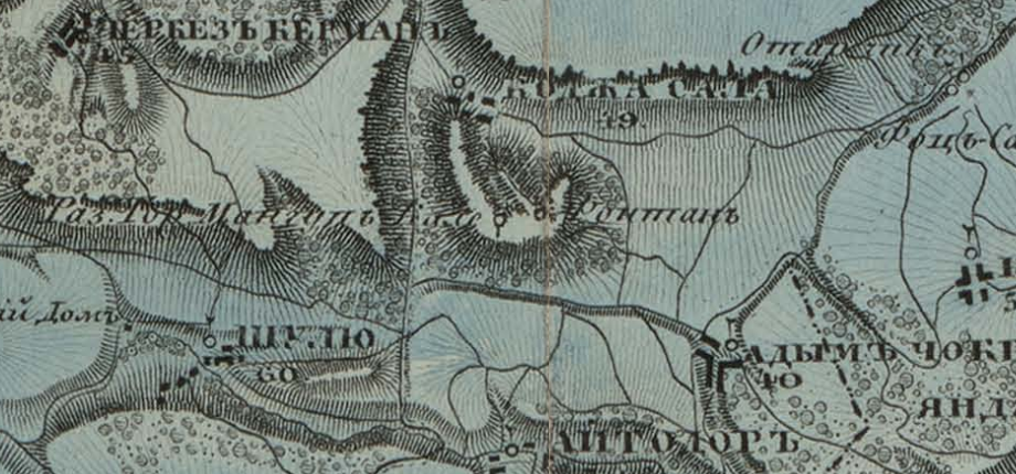 Мангупский фонтан на первых картах ВТД съёмки 1836-1838 гг.