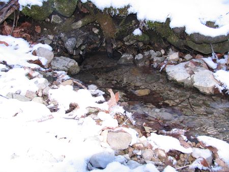 выход воды родника Аджабло-текне в январе 2008 г.