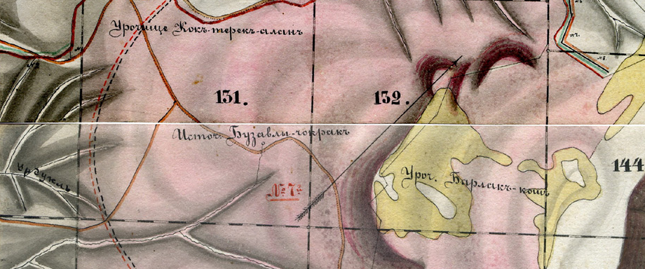 родник Бузавлы-чокрак на плане 1886 и на современной карте