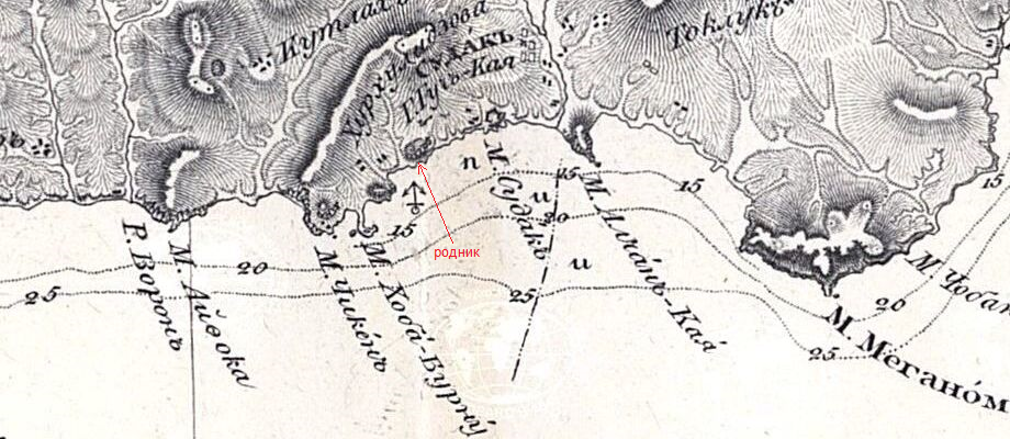 фрагмент карты капитан-лейтенанта Е. Манганари 1836 г.