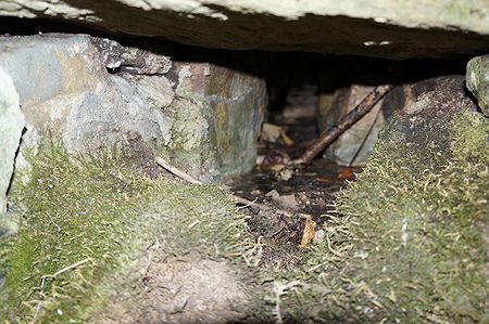 коридор между камнями через дыру верхнего уровня стока