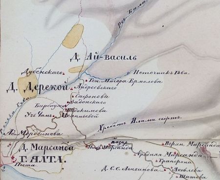 Источник Гова на фрагменте карты Полковника Бетева конца 1830-х годов 
