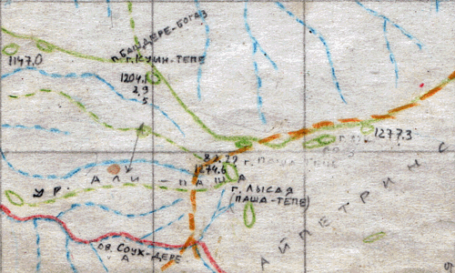 Паша-тепе на карте Белянского и на верстовке 1890 г.