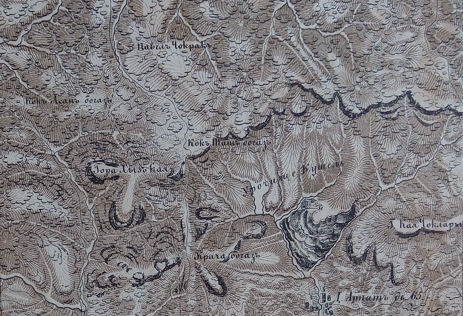 Павел Чокрак на карте-верстовке литографированной в 1857 г. по топосъёмке Полковника Бетева 1838 г. 