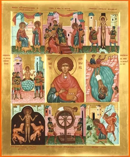 икона Святого Пантелеймона с житием