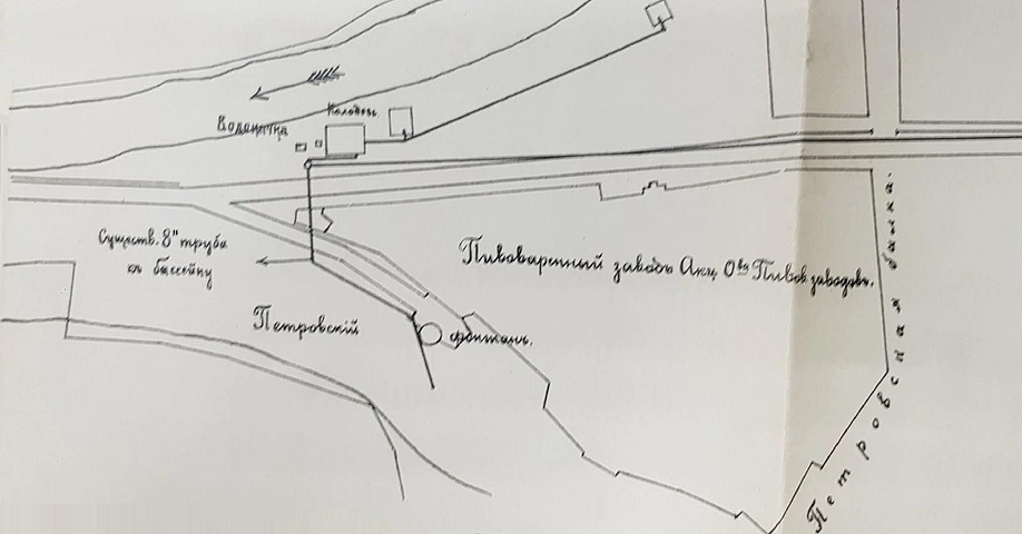 фрагмент Схемы нового водопровода 1912-1913 гг.
