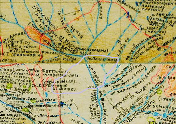 урочища Папас-хора и Шляпа на карте И.Л. Белянского