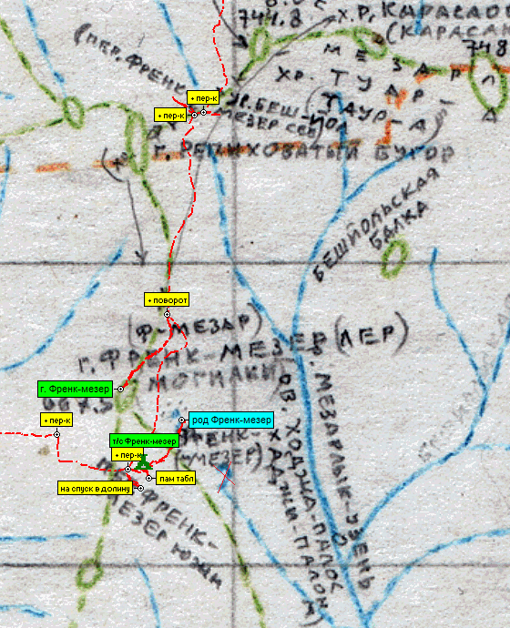 местоположение родника и др. объектов на карте И.Л. Белянского