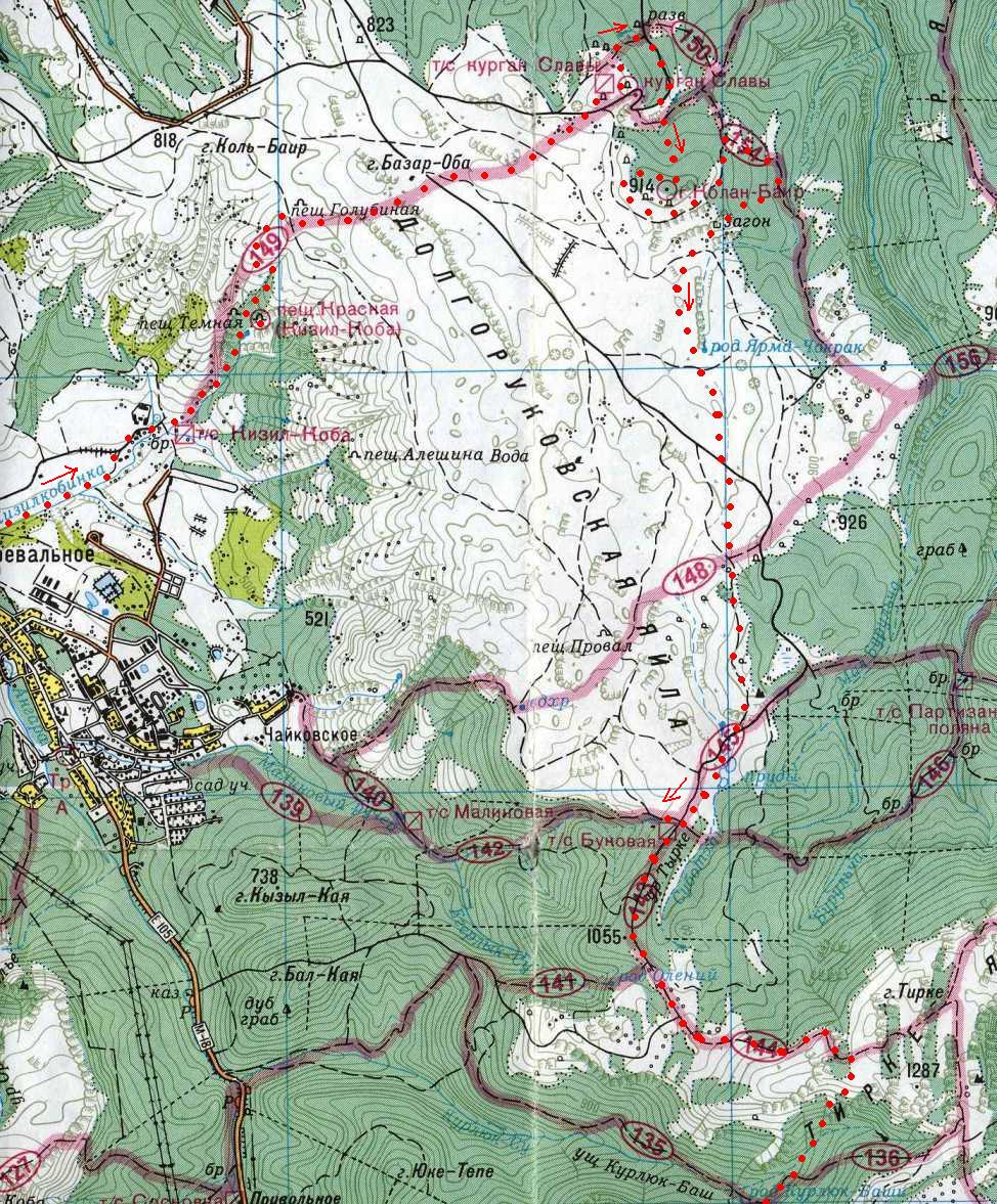 Долгоруковская яйла крым карта