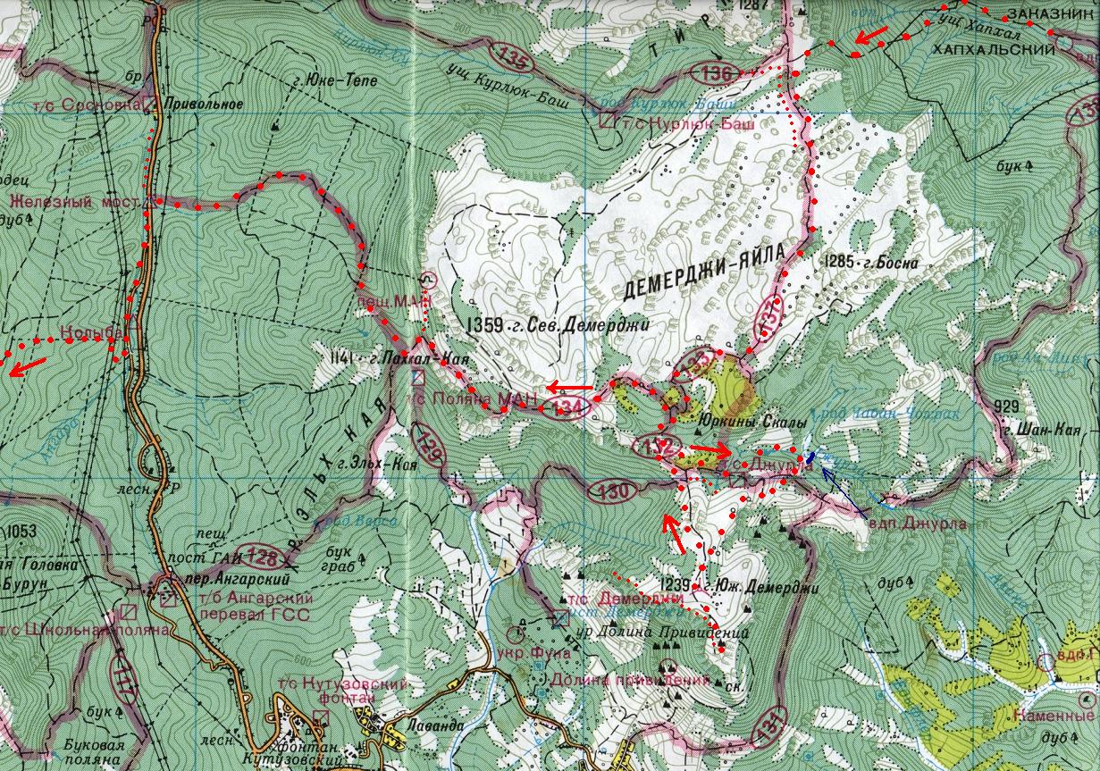 Долгоруковская яйла крым карта