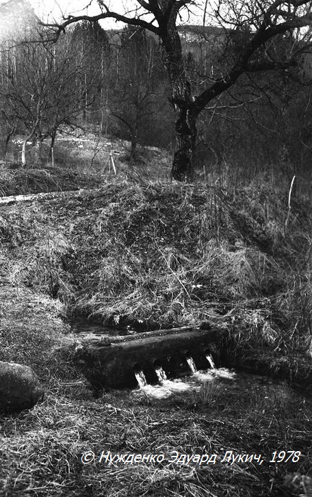 Водослив родника Кучук-Узенбаш. Фото Эдуарда Лукича Нужденко, 14 января 1978 г.