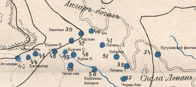фрагмент карты-схемы из отчёта Н.А. Головкинского