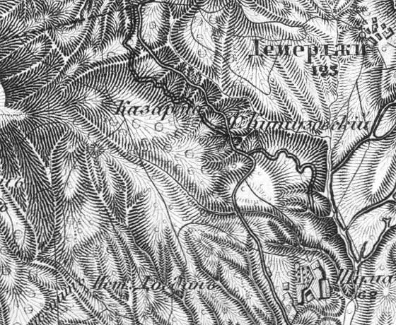 3-х верстовка 1865 г. с произвольным нанесением надписей ''Казарма'' и ''ф. Кутузовский'' 