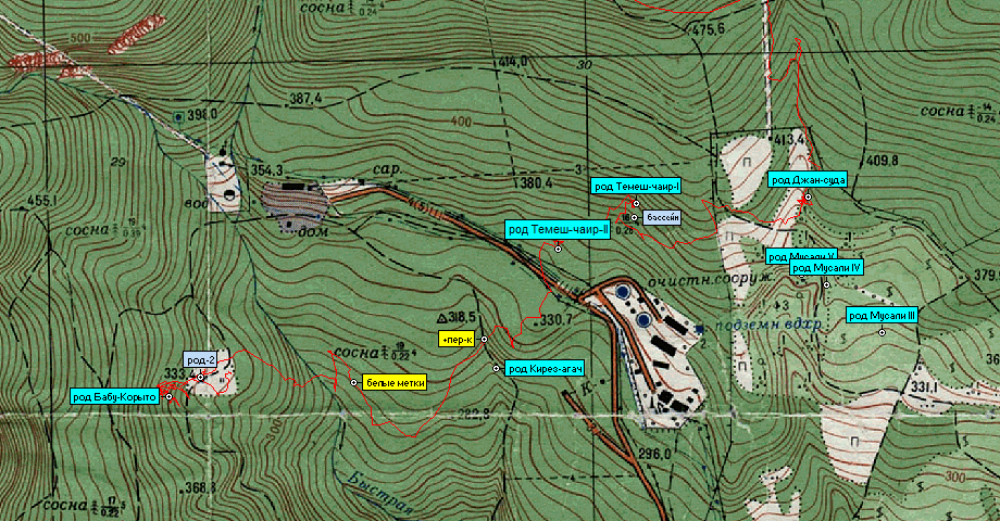 родник Джан-суда и ниже расположенные родники Мусали 
