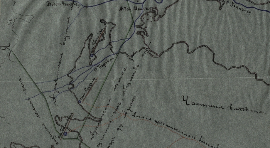 родники и линия Ливадийского водопровода на плане инженера И.К. Сикорского 1902 г.